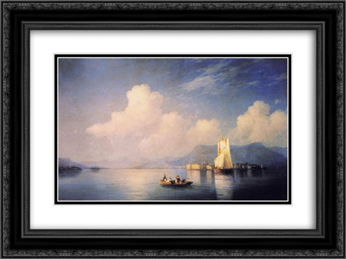 Lake Maggiore in the Evening 24x18 Black Ornate Wood Framed Art Print Poster with Double Matting by Aivazovsky, Ivan