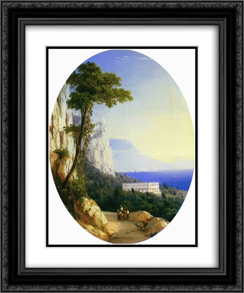 Oreanda 20x24 Black Ornate Wood Framed Art Print Poster with Double Matting by Aivazovsky, Ivan