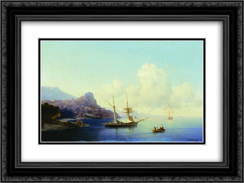 Gurzuf 24x18 Black Ornate Wood Framed Art Print Poster with Double Matting by Aivazovsky, Ivan