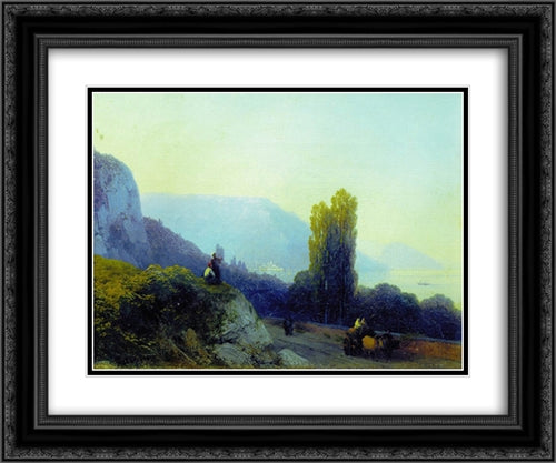 On the way to Yalta 24x20 Black Ornate Wood Framed Art Print Poster with Double Matting by Aivazovsky, Ivan