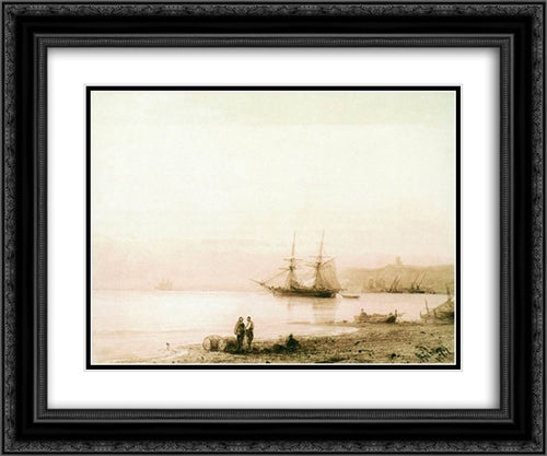 Seashore 24x20 Black Ornate Wood Framed Art Print Poster with Double Matting by Aivazovsky, Ivan