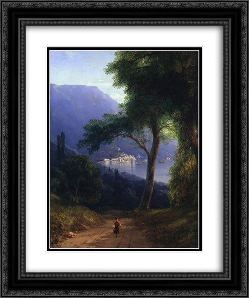 View from Livadia 20x24 Black Ornate Wood Framed Art Print Poster with Double Matting by Aivazovsky, Ivan