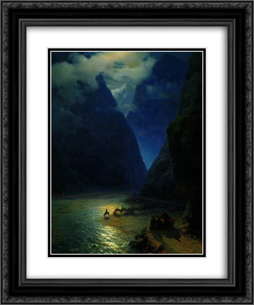 Darial Gorge 20x24 Black Ornate Wood Framed Art Print Poster with Double Matting by Aivazovsky, Ivan