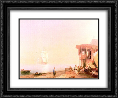 Embankment of oriental town 24x20 Black Ornate Wood Framed Art Print Poster with Double Matting by Aivazovsky, Ivan