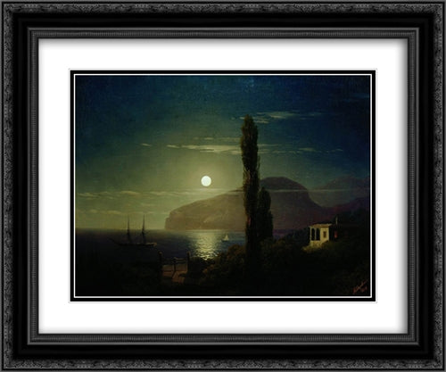 Lunar night in the Crimea 24x20 Black Ornate Wood Framed Art Print Poster with Double Matting by Aivazovsky, Ivan