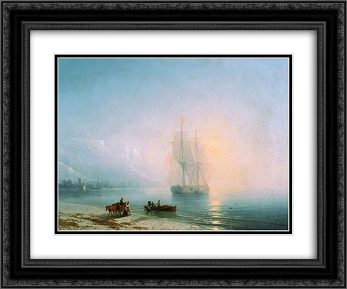 Calm Sea 24x20 Black Ornate Wood Framed Art Print Poster with Double Matting by Aivazovsky, Ivan