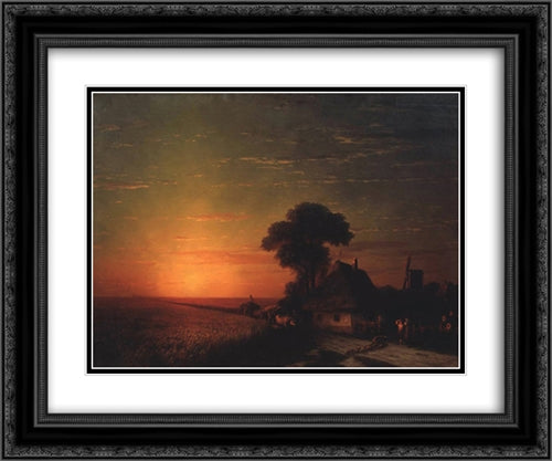 Sunset in Little Russia 24x20 Black Ornate Wood Framed Art Print Poster with Double Matting by Aivazovsky, Ivan