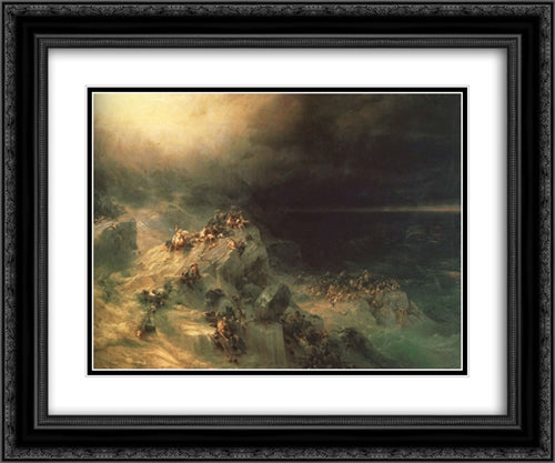 Deluge 24x20 Black Ornate Wood Framed Art Print Poster with Double Matting by Aivazovsky, Ivan