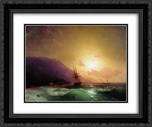 Near coast of Yalta 24x20 Black Ornate Wood Framed Art Print Poster with Double Matting by Aivazovsky, Ivan