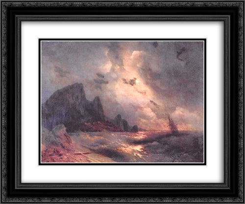 Sea 24x20 Black Ornate Wood Framed Art Print Poster with Double Matting by Aivazovsky, Ivan