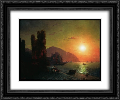 Crimean view. Ayu-Dag 24x20 Black Ornate Wood Framed Art Print Poster with Double Matting by Aivazovsky, Ivan