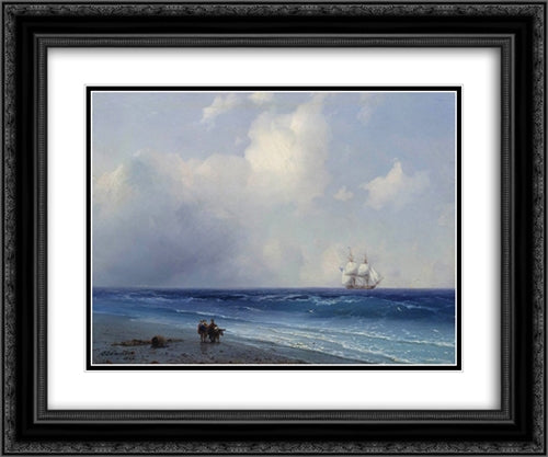 Sea view 24x20 Black Ornate Wood Framed Art Print Poster with Double Matting by Aivazovsky, Ivan