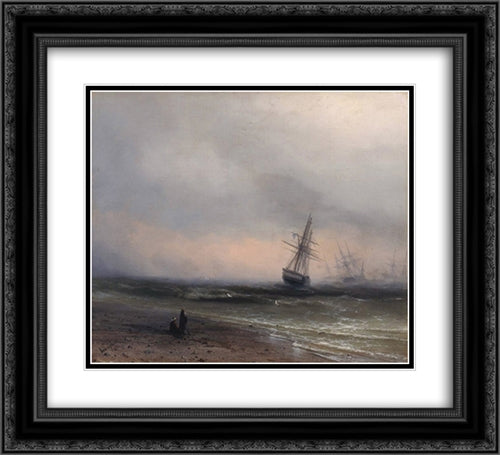 Seascape in Crimea 22x20 Black Ornate Wood Framed Art Print Poster with Double Matting by Aivazovsky, Ivan