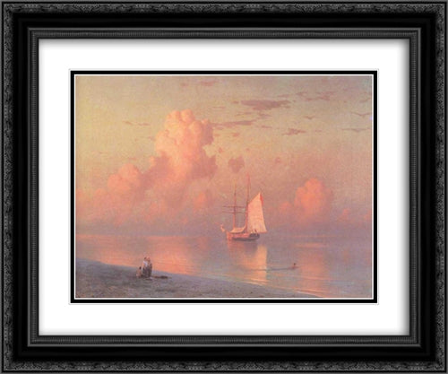 The sunset 24x20 Black Ornate Wood Framed Art Print Poster with Double Matting by Aivazovsky, Ivan