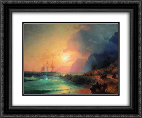 On the Island of Crete 24x20 Black Ornate Wood Framed Art Print Poster with Double Matting by Aivazovsky, Ivan