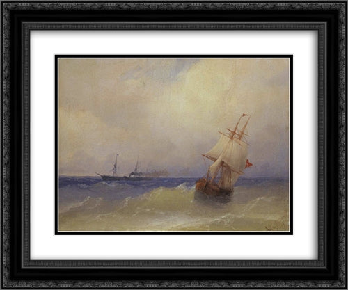 Sea 24x20 Black Ornate Wood Framed Art Print Poster with Double Matting by Aivazovsky, Ivan