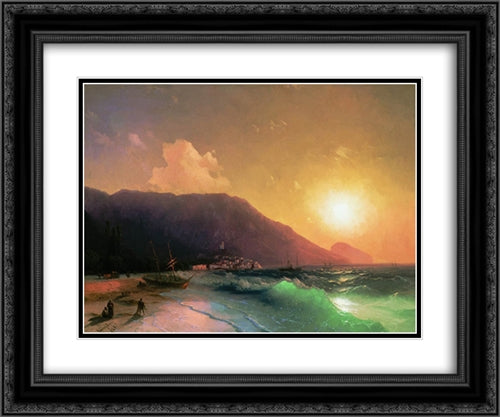 Sea view 24x20 Black Ornate Wood Framed Art Print Poster with Double Matting by Aivazovsky, Ivan