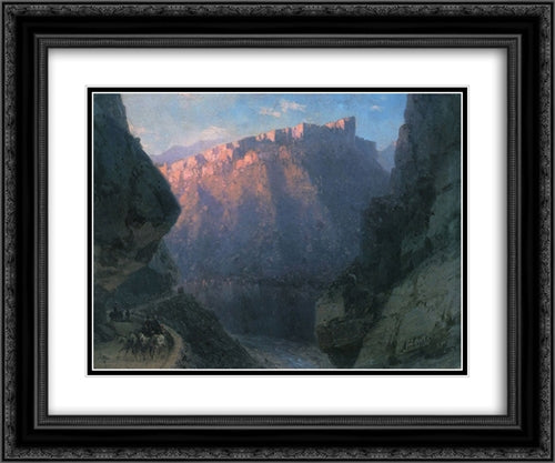 Darial Gorge 24x20 Black Ornate Wood Framed Art Print Poster with Double Matting by Aivazovsky, Ivan