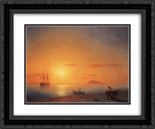 Sea coast. Farewell 24x20 Black Ornate Wood Framed Art Print Poster with Double Matting by Aivazovsky, Ivan