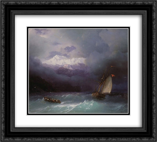 Stormy Sea 22x20 Black Ornate Wood Framed Art Print Poster with Double Matting by Aivazovsky, Ivan