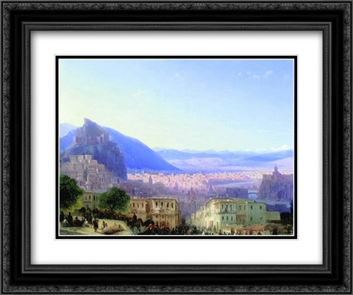 View of Tiflis 24x20 Black Ornate Wood Framed Art Print Poster with Double Matting by Aivazovsky, Ivan