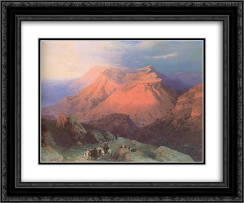 Mountain Village Gunib in Daghestan View from the East 24x20 Black Ornate Wood Framed Art Print Poster with Double Matting by Aivazovsky, Ivan