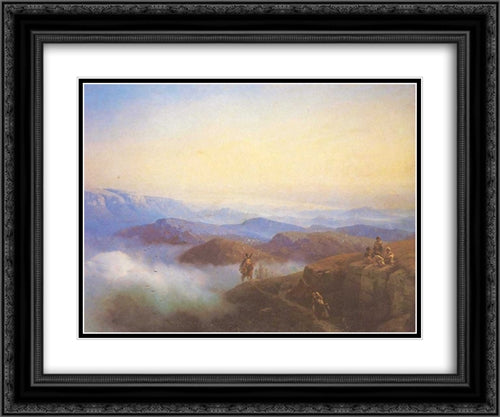 Range of the Caucasus mountains 24x20 Black Ornate Wood Framed Art Print Poster with Double Matting by Aivazovsky, Ivan