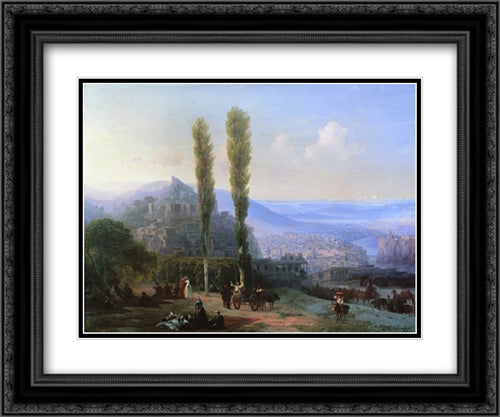 View of Tiflis 24x20 Black Ornate Wood Framed Art Print Poster with Double Matting by Aivazovsky, Ivan