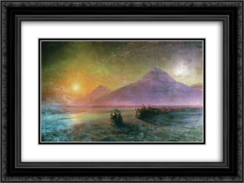 Dejection of Noah from mountain Ararat 24x18 Black Ornate Wood Framed Art Print Poster with Double Matting by Aivazovsky, Ivan