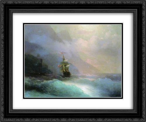 Seascape 24x20 Black Ornate Wood Framed Art Print Poster with Double Matting by Aivazovsky, Ivan