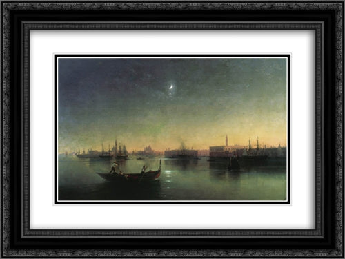 Venice 24x18 Black Ornate Wood Framed Art Print Poster with Double Matting by Aivazovsky, Ivan