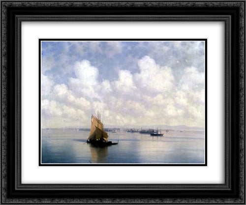 Seascape 24x20 Black Ornate Wood Framed Art Print Poster with Double Matting by Aivazovsky, Ivan