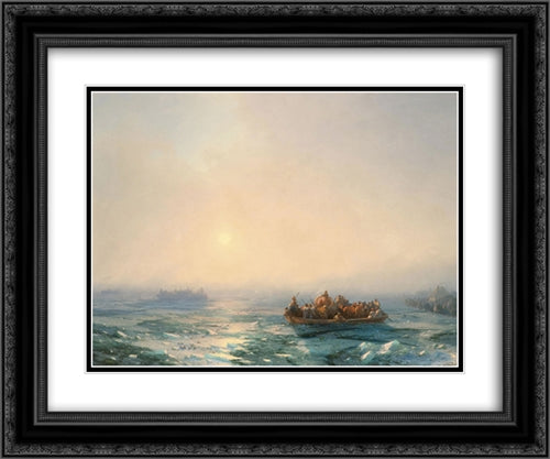 Ice in the Dnieper 24x20 Black Ornate Wood Framed Art Print Poster with Double Matting by Aivazovsky, Ivan