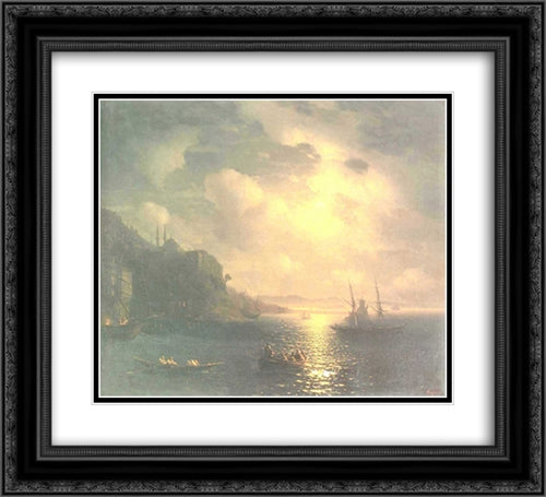 The Bay Golden Horn in Istanbul 22x20 Black Ornate Wood Framed Art Print Poster with Double Matting by Aivazovsky, Ivan