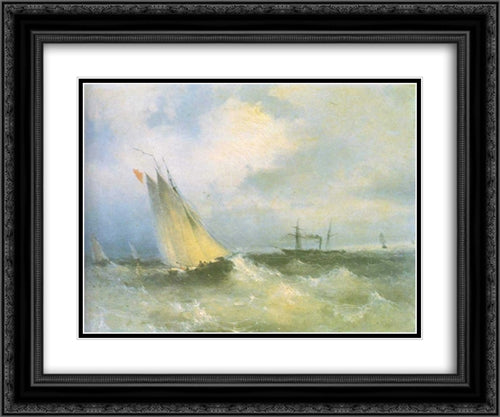 Seascape 24x20 Black Ornate Wood Framed Art Print Poster with Double Matting by Aivazovsky, Ivan