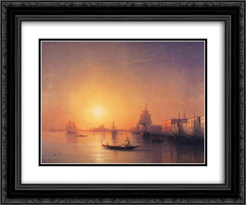 Venice 24x20 Black Ornate Wood Framed Art Print Poster with Double Matting by Aivazovsky, Ivan