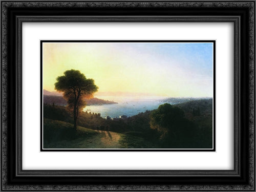 View of the Bosporus 24x18 Black Ornate Wood Framed Art Print Poster with Double Matting by Aivazovsky, Ivan