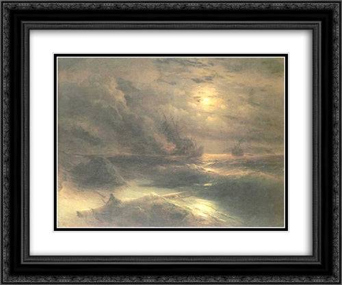 Cristofor Columb 24x20 Black Ornate Wood Framed Art Print Poster with Double Matting by Aivazovsky, Ivan