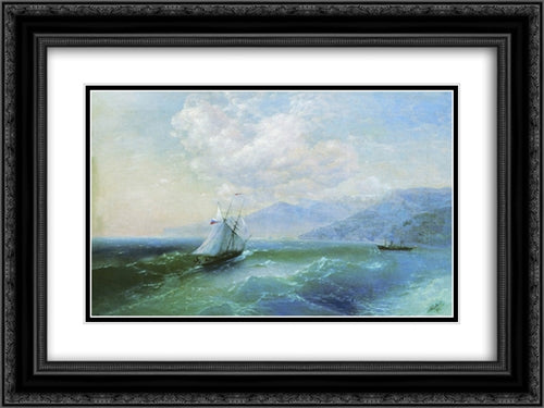 On the coast 24x18 Black Ornate Wood Framed Art Print Poster with Double Matting by Aivazovsky, Ivan