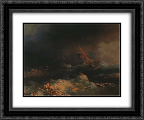 Ingermanland 24x20 Black Ornate Wood Framed Art Print Poster with Double Matting by Aivazovsky, Ivan