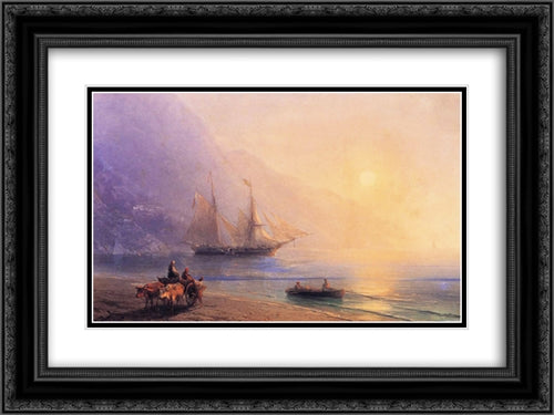 Loading Provisions off the Crimean Coast 24x18 Black Ornate Wood Framed Art Print Poster with Double Matting by Aivazovsky, Ivan