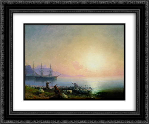 Sheepdip 24x20 Black Ornate Wood Framed Art Print Poster with Double Matting by Aivazovsky, Ivan