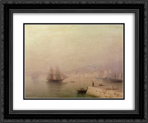 Morning. Bay 24x20 Black Ornate Wood Framed Art Print Poster with Double Matting by Aivazovsky, Ivan