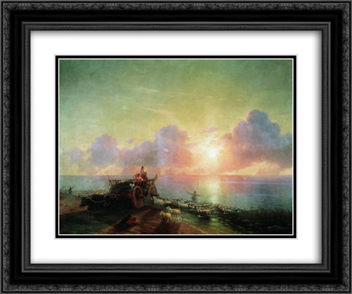 Sheepdip 24x20 Black Ornate Wood Framed Art Print Poster with Double Matting by Aivazovsky, Ivan