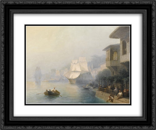 View of the Bosporus 24x20 Black Ornate Wood Framed Art Print Poster with Double Matting by Aivazovsky, Ivan