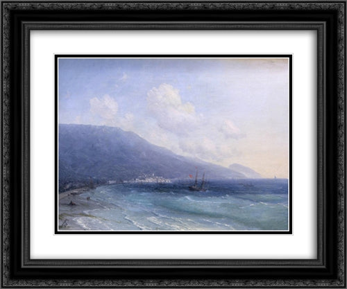 Yalta 24x20 Black Ornate Wood Framed Art Print Poster with Double Matting by Aivazovsky, Ivan