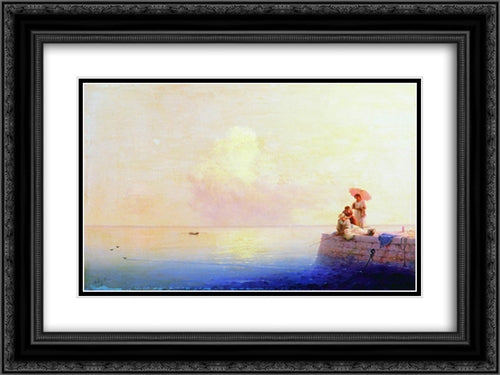 Calm Sea 24x18 Black Ornate Wood Framed Art Print Poster with Double Matting by Aivazovsky, Ivan