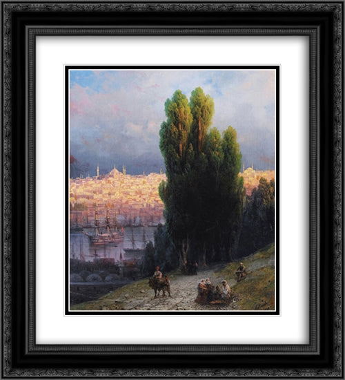 Constantinople 20x22 Black Ornate Wood Framed Art Print Poster with Double Matting by Aivazovsky, Ivan