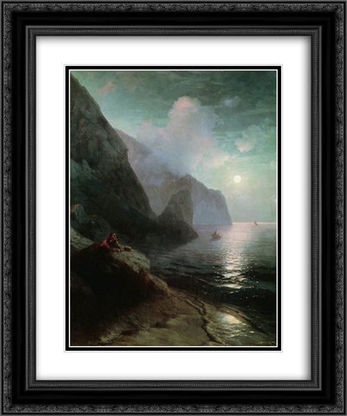 Pushkin in Gurzuf 20x24 Black Ornate Wood Framed Art Print Poster with Double Matting by Aivazovsky, Ivan