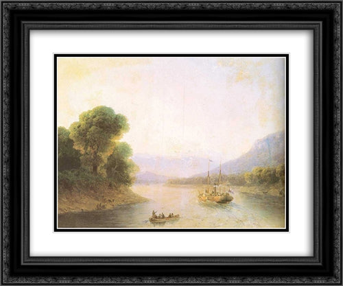 River Rioni. Georgia 24x20 Black Ornate Wood Framed Art Print Poster with Double Matting by Aivazovsky, Ivan